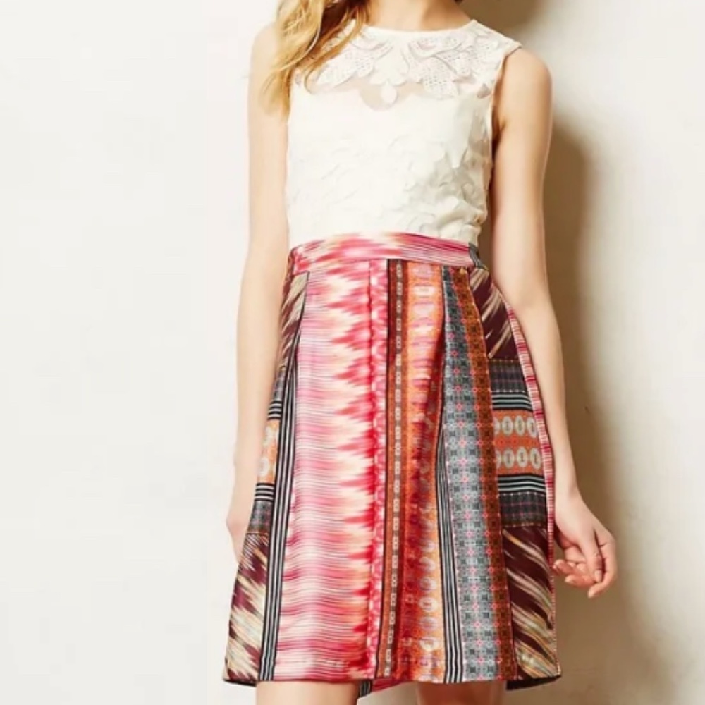 Anthropologie Weston Abstract Fit & Flare Lined Sleeveless Dress
